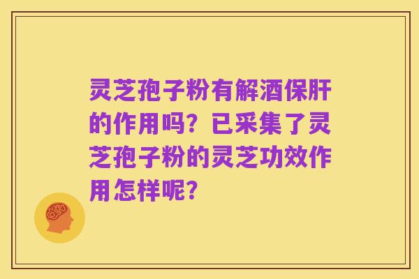 灵芝孢子粉有解酒保肝的作用吗?已采集了灵芝孢子粉的灵芝功效作用怎样呢?