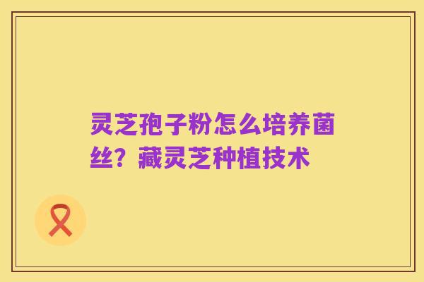 灵芝孢子粉怎么培养菌丝?藏灵芝种植技术