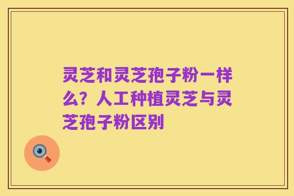 灵芝和灵芝孢子粉一样么?人工种植灵芝与灵芝孢子粉区别