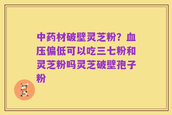 中药材破壁灵芝粉？血压偏低可以吃三七粉和灵芝粉吗灵芝破壁孢子粉