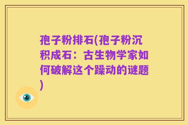 孢子粉排石(孢子粉沉积成石:古生物学家如何破解这个躁动的谜题)