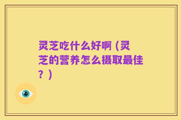 灵芝吃什么好啊 (灵芝的营养怎么摄取最佳？)
