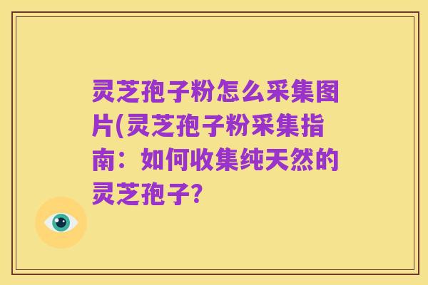 灵芝孢子粉怎么采集图片(灵芝孢子粉采集指南:如何收集纯天然的灵芝孢子?