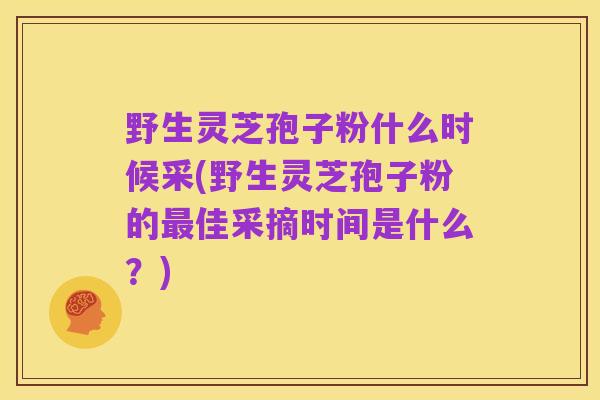 野生灵芝孢子粉什么时候采(野生灵芝孢子粉的最佳采摘时间是什么?)