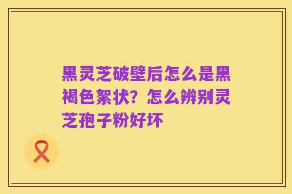 黑灵芝破壁后怎么是黑褐色絮状?怎么辨别灵芝孢子粉好坏