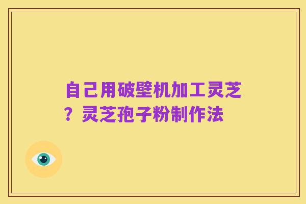 自己用破壁机加工灵芝?灵芝孢子粉制作法