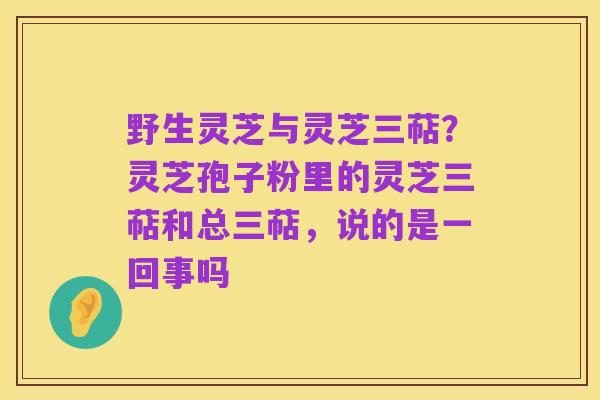野生灵芝与灵芝三萜？灵芝孢子粉里的灵芝三萜和总三萜，说的是一回事吗