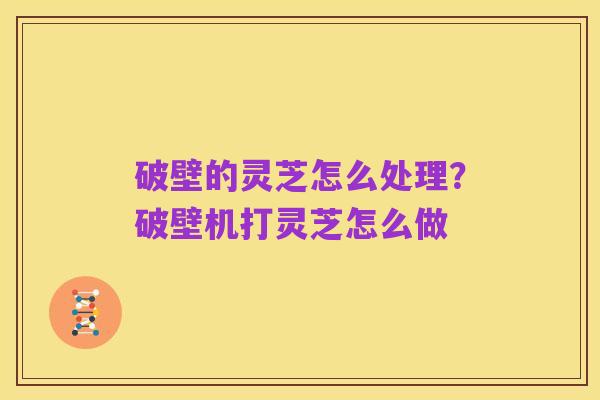 破壁的灵芝怎么处理?破壁机打灵芝怎么做