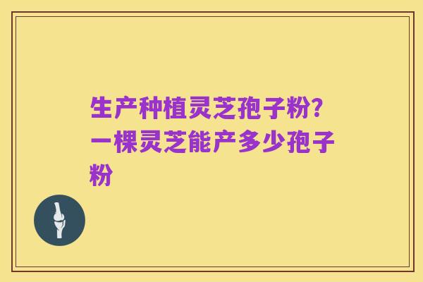 生产种植灵芝孢子粉?一棵灵芝能产多少孢子粉