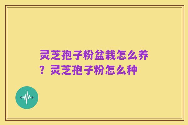 灵芝孢子粉盆栽怎么养？灵芝孢子粉怎么种