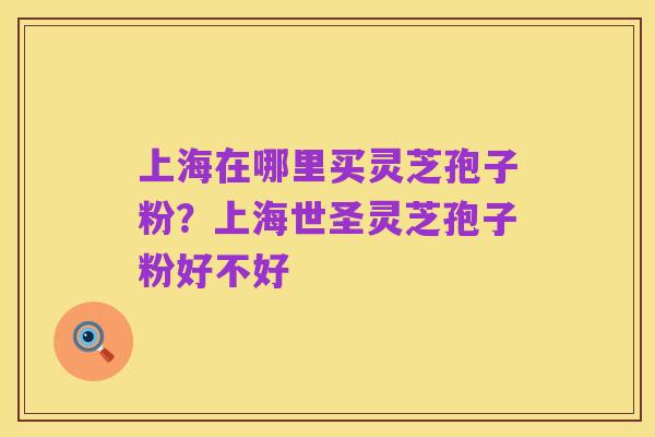 上海在哪里买灵芝孢子粉？上海世圣灵芝孢子粉好不好