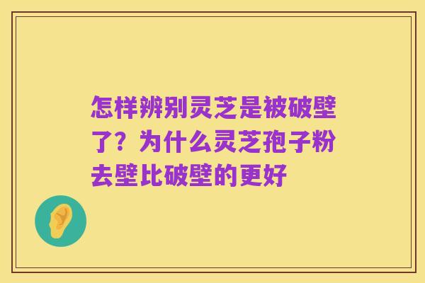 怎样辨别灵芝是被破壁了?为什么灵芝孢子粉去壁比破壁的更好