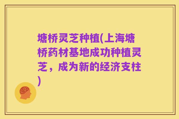 塘桥灵芝种植(上海塘桥药材基地成功种植灵芝，成为新的经济支柱)