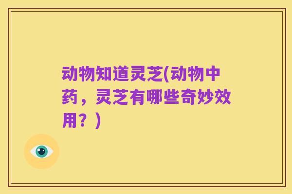 动物知道灵芝(动物中药，灵芝有哪些奇妙效用？)