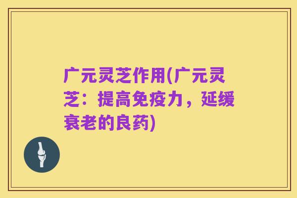广元灵芝作用(广元灵芝:提高免疫力,延缓衰老的良药)
