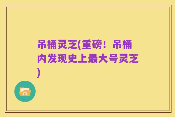 吊桶灵芝(重磅!吊桶内发现史上最大号灵芝)