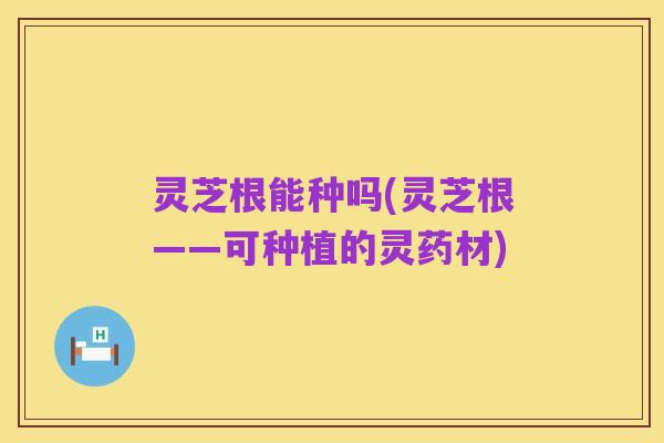 灵芝根能种吗(灵芝根——可种植的灵药材)