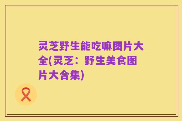 灵芝野生能吃嘛图片大全(灵芝:野生美食图片大合集)