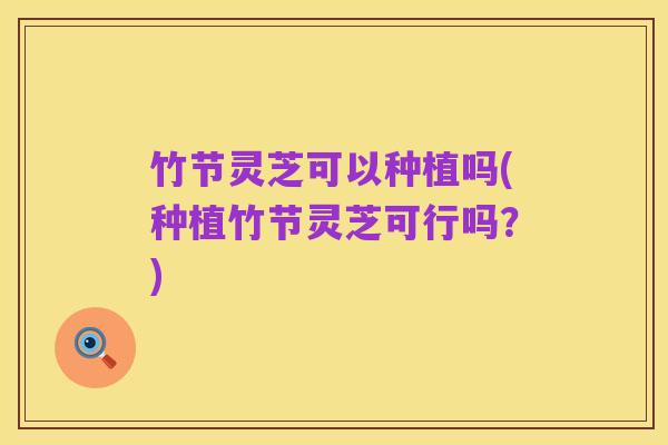竹节灵芝可以种植吗(种植竹节灵芝可行吗?)