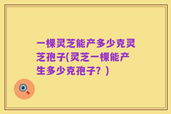 一棵灵芝能产多少克灵芝孢子(灵芝一棵能产生多少克孢子?)