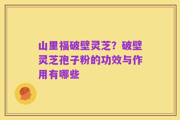 山里福破壁灵芝？破壁灵芝孢子粉的功效与作用有哪些