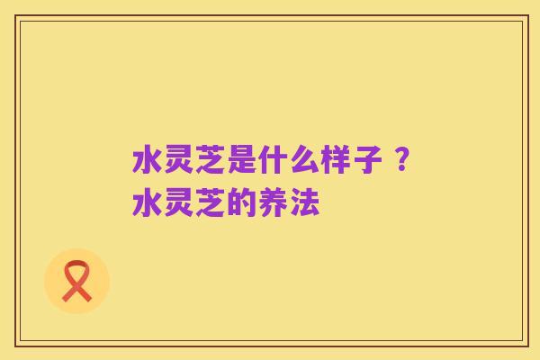水灵芝是什么样子 ？水灵芝的养法