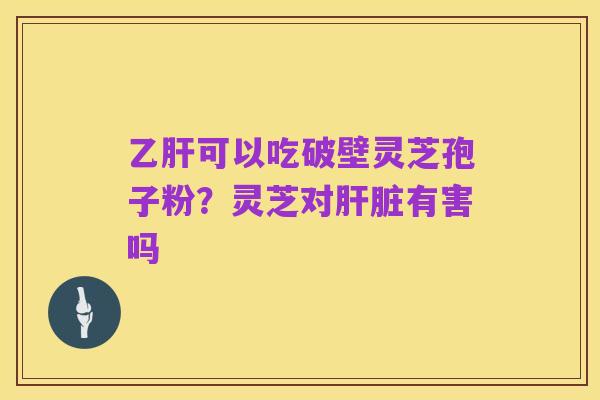 乙肝可以吃破壁灵芝孢子粉？灵芝对肝脏有害吗