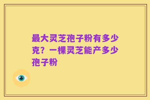 最大灵芝孢子粉有多少克?一棵灵芝能产多少孢子粉