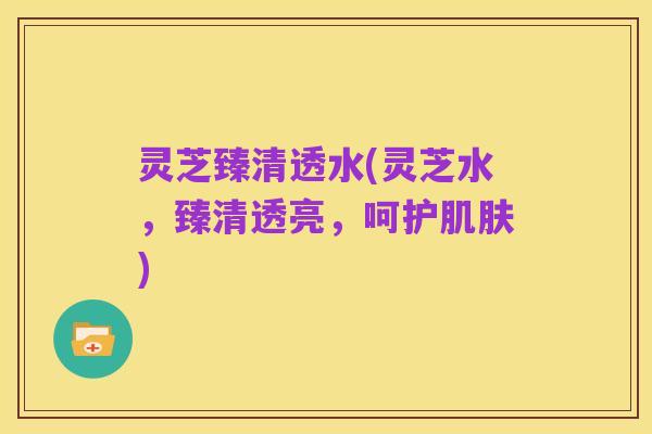 灵芝臻清透水(灵芝水,臻清透亮,呵护肌肤)