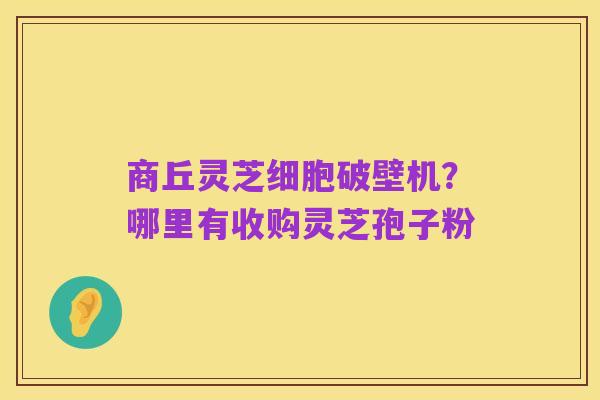 商丘灵芝细胞破壁机?哪里有收购灵芝孢子粉