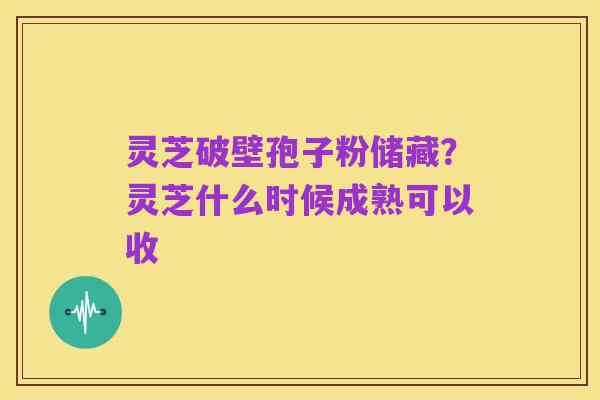 灵芝破壁孢子粉储藏？灵芝什么时候成熟可以收