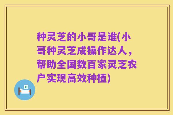 种灵芝的小哥是谁(小哥种灵芝成操作达人，帮助全国数百家灵芝农户实现高效种植)