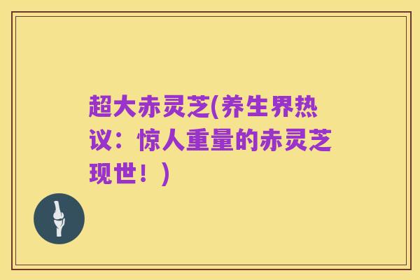 超大赤灵芝(养生界热议:惊人重量的赤灵芝现世!)