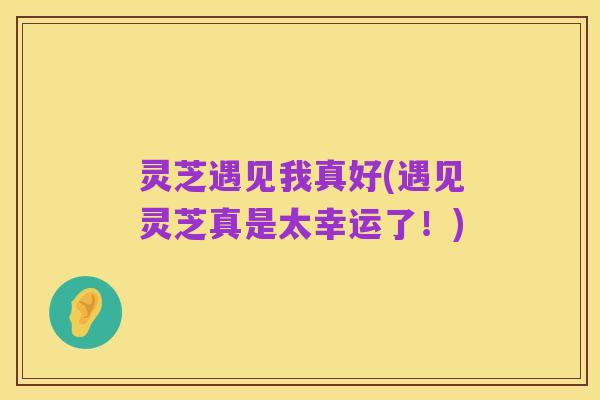 灵芝遇见我真好(遇见灵芝真是太幸运了！)