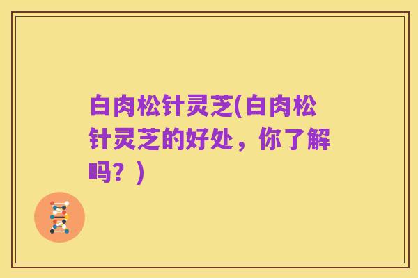 白肉松针灵芝(白肉松针灵芝的好处,你了解吗?)