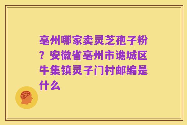 亳州哪家卖灵芝孢子粉?安徽省亳州市谯城区牛集镇灵子门村邮编是什么