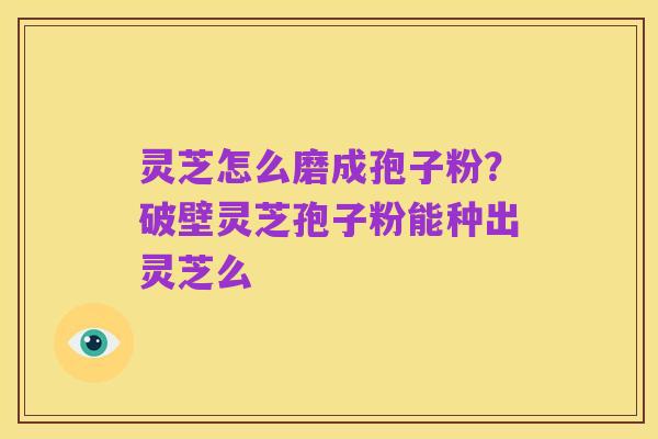 灵芝怎么磨成孢子粉?破壁灵芝孢子粉能种出灵芝么
