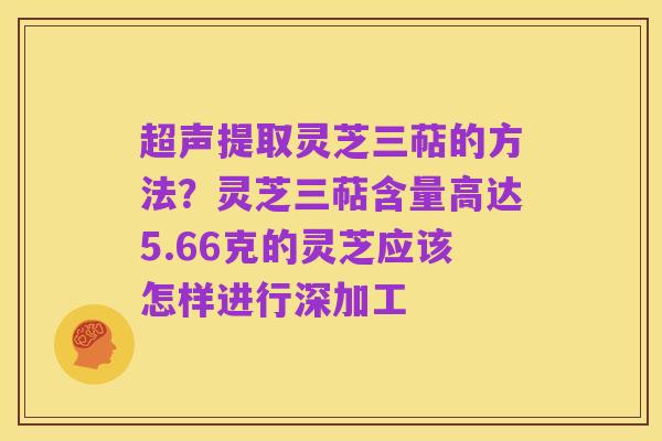 超声提取灵芝三萜的方法？灵芝三萜含量高达5.66克的灵芝应该怎样进行深加工