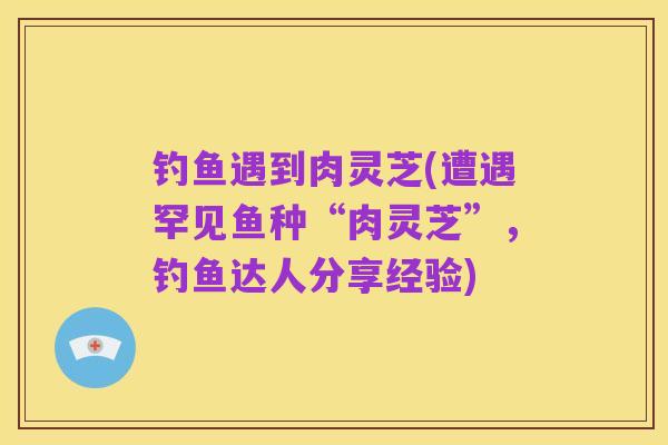 钓鱼遇到肉灵芝(遭遇罕见鱼种“肉灵芝”，钓鱼达人分享经验)