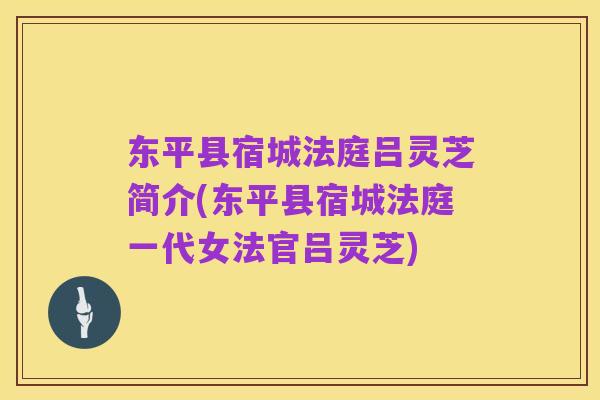 东平县宿城法庭吕灵芝简介(东平县宿城法庭一代女法官吕灵芝)