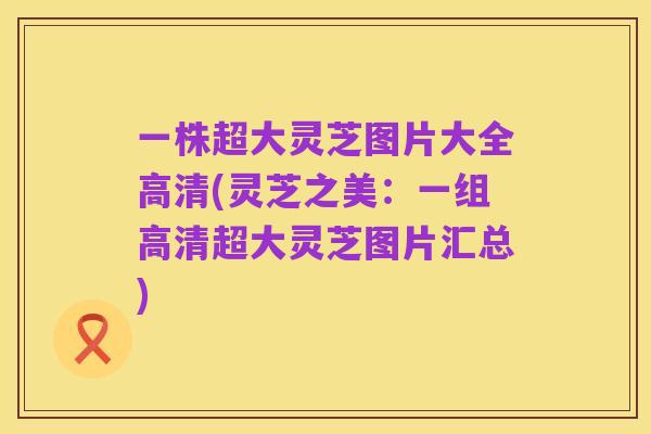 一株超大灵芝图片大全高清(灵芝之美：一组高清超大灵芝图片汇总)