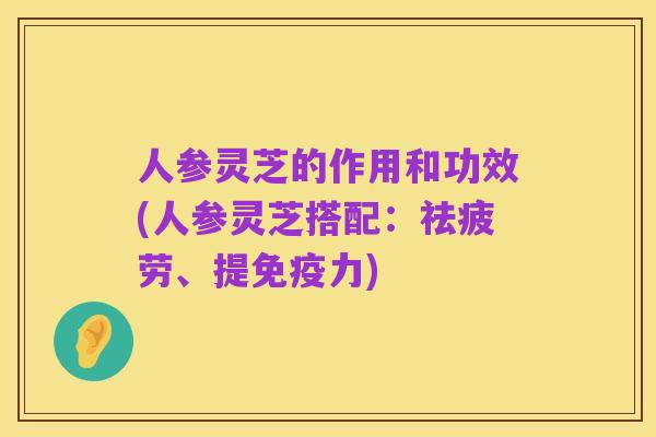 人参灵芝的作用和功效(人参灵芝搭配:祛疲劳、提免疫力)