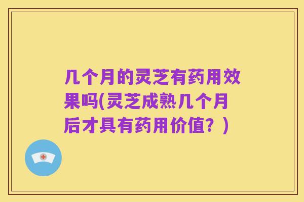 几个月的灵芝有药用效果吗(灵芝成熟几个月后才具有药用价值?)