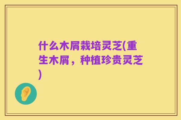 什么木屑栽培灵芝(重生木屑,种植珍贵灵芝)