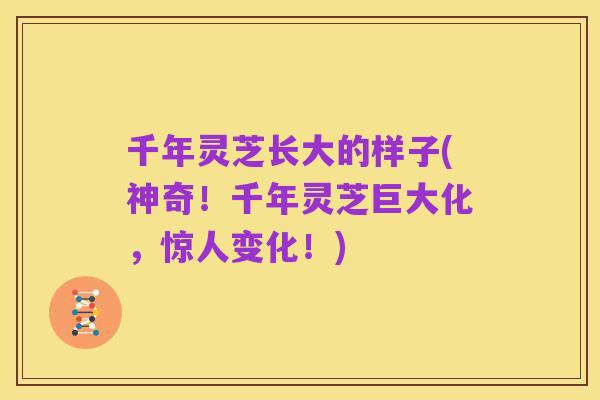 千年灵芝长大的样子(神奇!千年灵芝巨大化,惊人变化!)