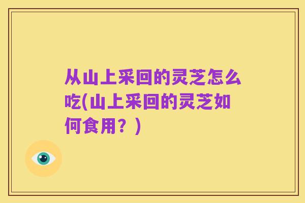 从山上采回的灵芝怎么吃(山上采回的灵芝如何食用?)