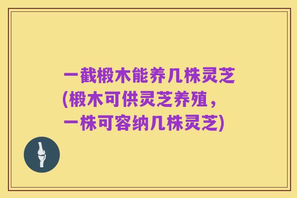 一截椴木能养几株灵芝(椴木可供灵芝养殖,一株可容纳几株灵芝)
