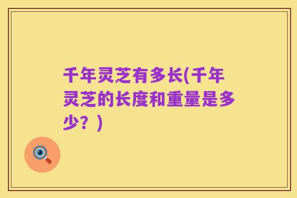 千年灵芝有多长(千年灵芝的长度和重量是多少?)