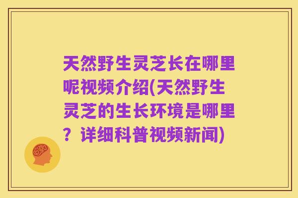 天然野生灵芝长在哪里呢视频介绍(天然野生灵芝的生长环境是哪里?详细科普视频新闻)