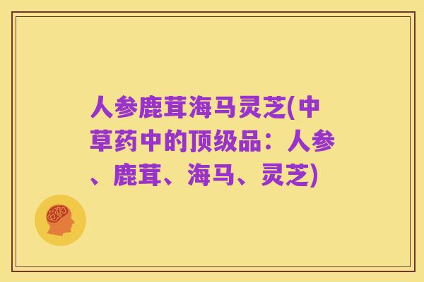 人参鹿茸海马灵芝(中草药中的顶级品:人参、鹿茸、海马、灵芝)